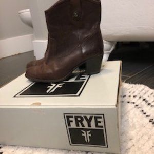Frye Jackie Button Dark Brown short boots